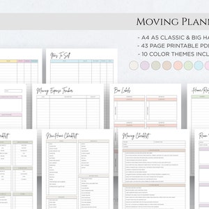 Planificador de mudanzas imprimible, Lista de verificación de mudanza, Nueva casa Lista de verificación esencial Venta de garaje Mambi Classic HP Big Happy Planner PDF A4 A5 Carta