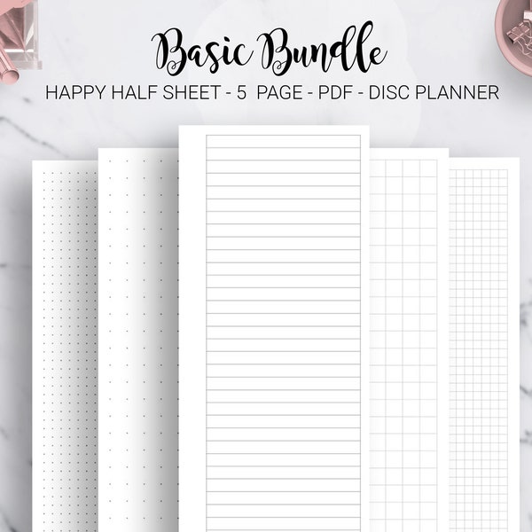 Dot Grid Paper Lined Paper Graph Paper Notebook Journal Dotted Paper Skinny Classic Half Sheet Happy Planner Mambi PDF Printable Inserts