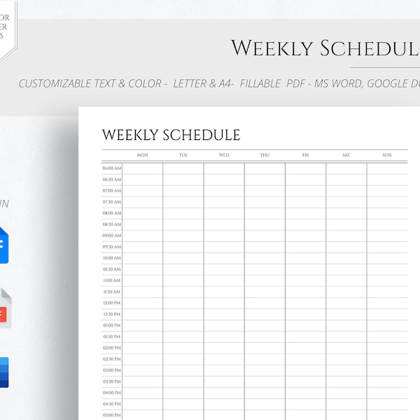 Google Doc Weekly Schedule Template Etsy Google Doc Weekly Schedule Template Etsy