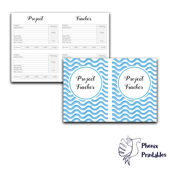 a6 size project tracker printable insert travelers notebook etsy assignment notebook printable