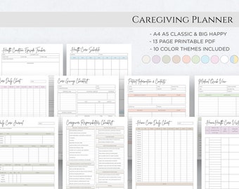 Printable Caregiver Daily Task Caregiving Checklist Elderly Care Caregiver Schedule Mambi Classic HP Big Happy Planner PDF A4 A5 Letter