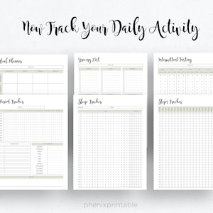 Fitness Planner Journal Weight Loss Calorie Tracker Workout Log 30 Day challenge Mambi Classic HP Big Happy Planner PDF Printable Inserts image 4