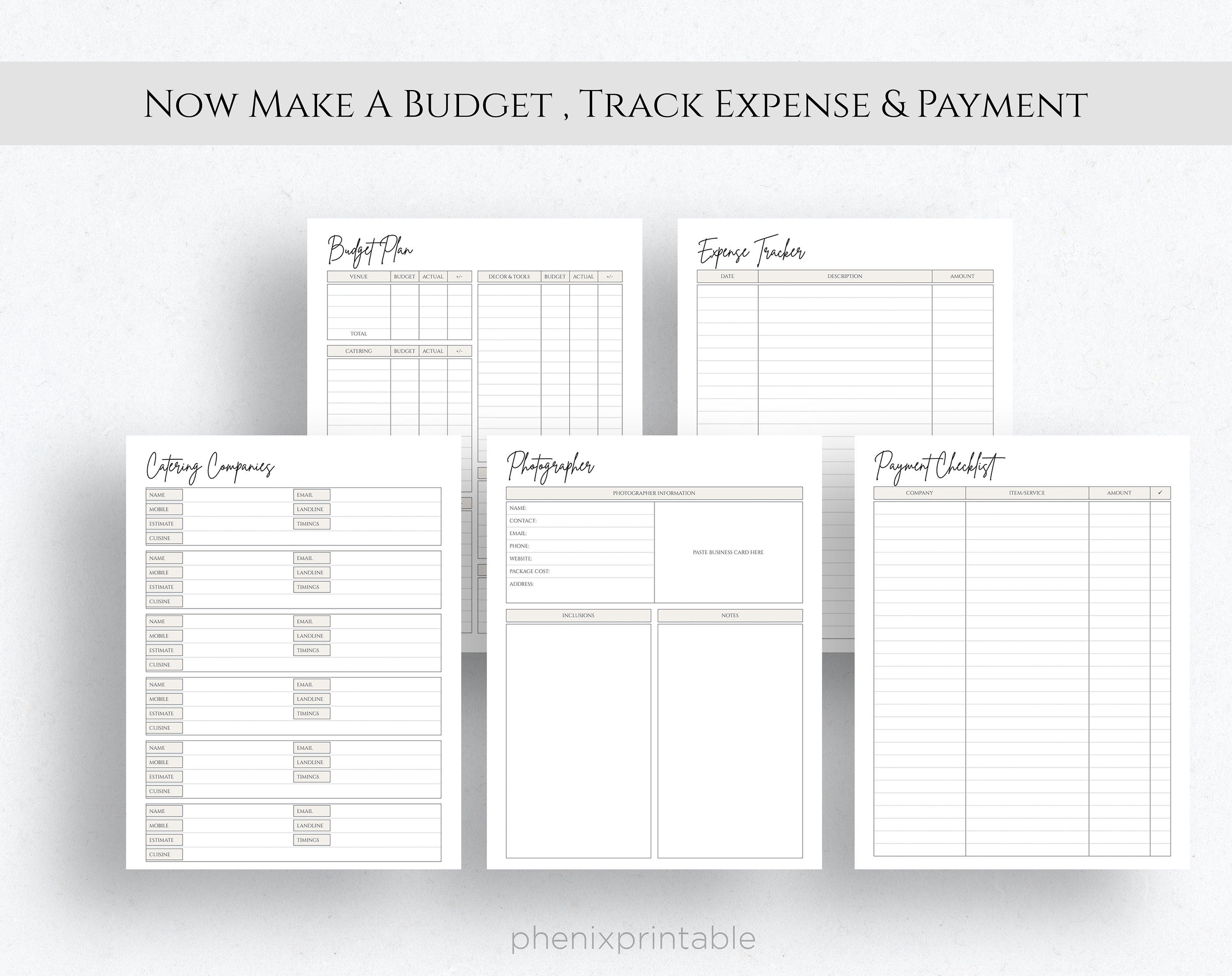 Printable Event Planner, Party Guest List, Budget Template (PDF) - Etsy