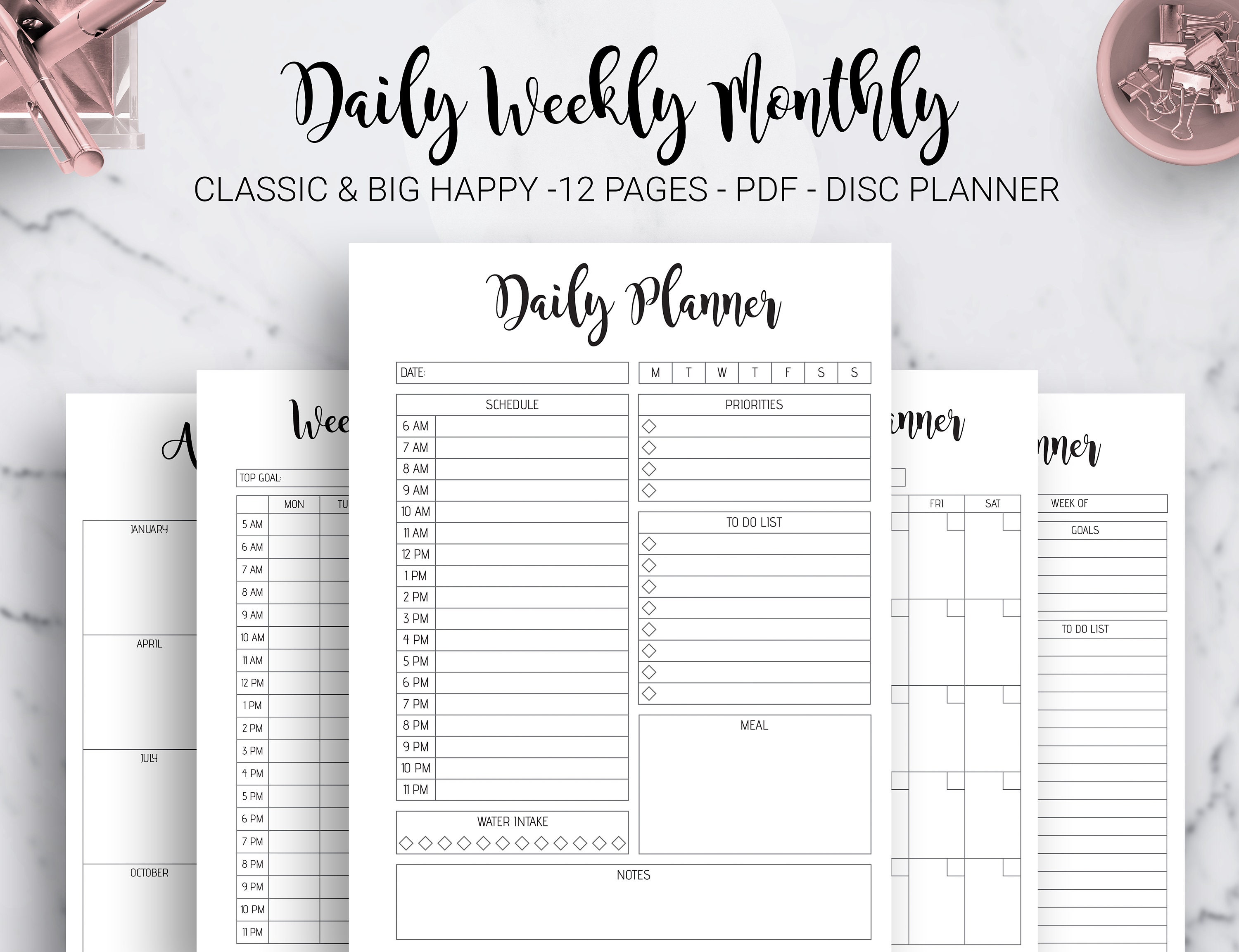 Daily Monthly Weekly Planner Schedule Routine Planner - Etsy