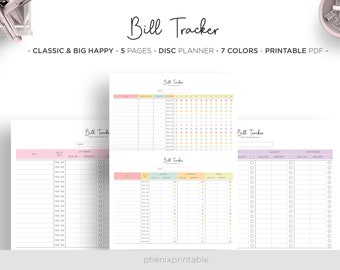 Bill Tracker Payment Organizer Monthly Yearly Bill Planner Mambi Classic HP Big Happy Planner PDF Printable Inserts