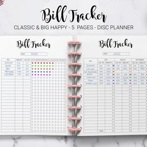 Bill Tracker Payment Organizer Yearly Monthly Bill Planner Finance Planner Mambi Classic HP Big Happy Planner PDF Printable Inserts