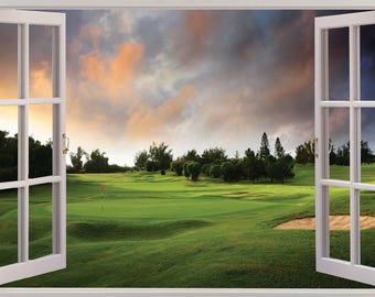 Huge 3D Window view Godzilla vs King Kong Wall Sticker Film Murall 38