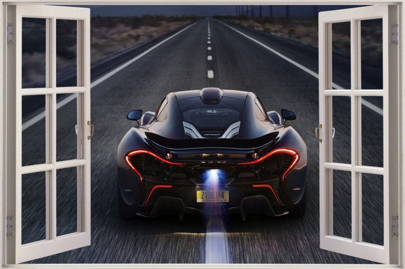 Fenêtre 3d View Mclaren P1 Wall Decal Sticker Cadre Mural Etsy