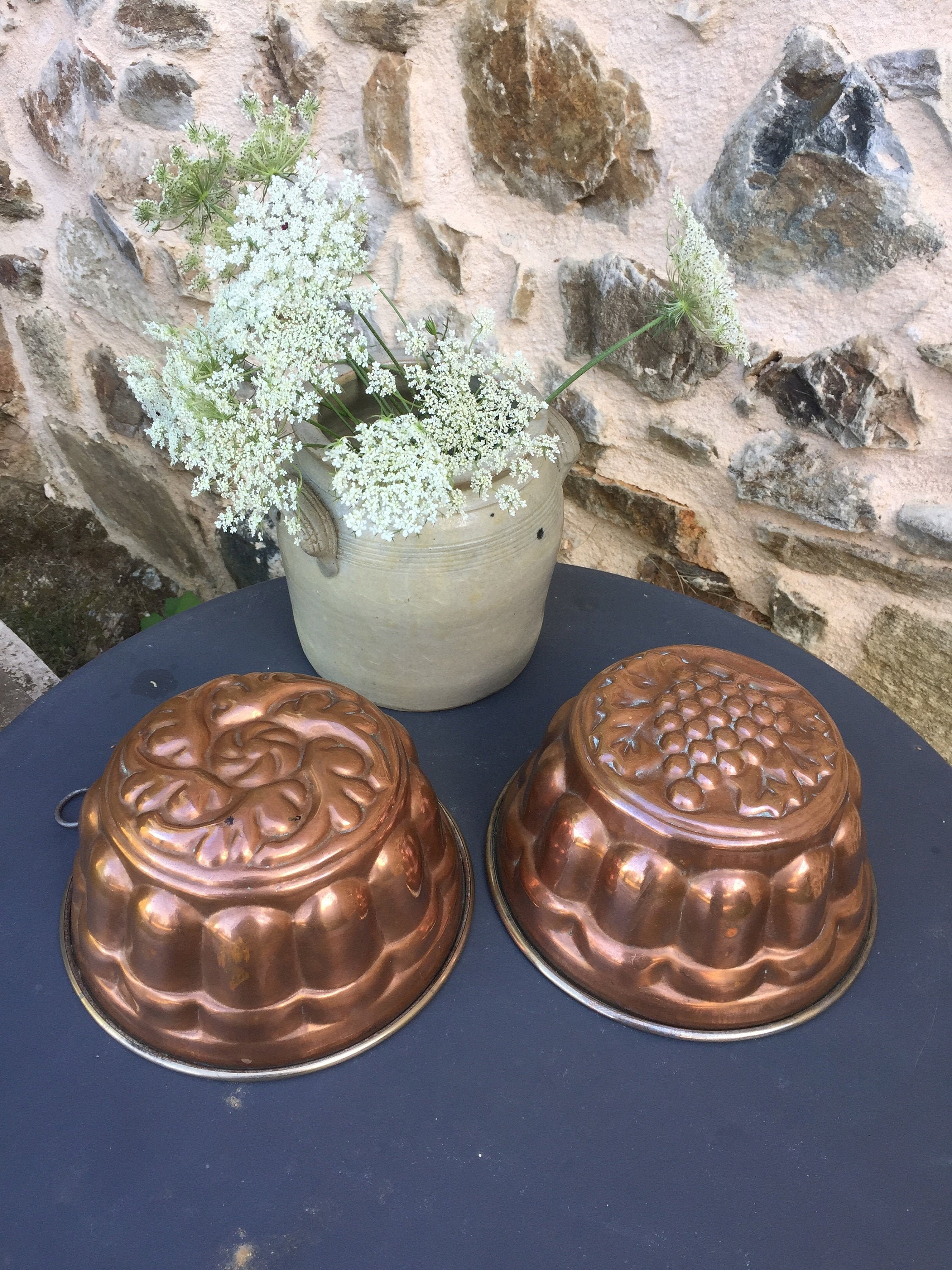 Old Pair Of French Copper Jelly Moulds