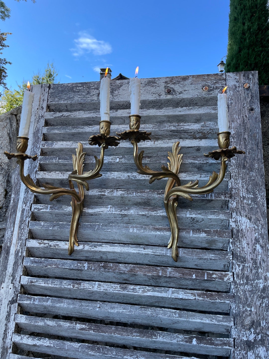 Antique French Pair of Candle Wall Sconce Candlesticks Etsy