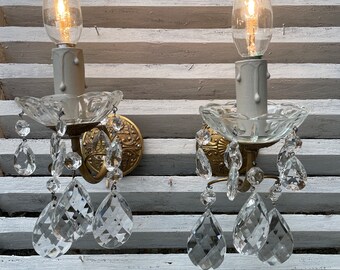 Vintage French pair of wall sconce chandeliers