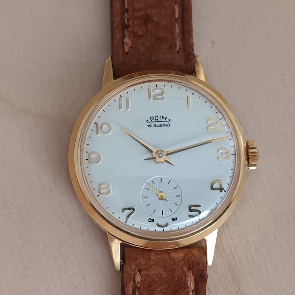 Reloj de pulsera clásico anticuario vintage para mujer PRIM, Checoslovaquia, CSSR, años 60