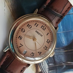 RARE  dial vintage Raketa-Rocket, mens russian sovietera dress wristwatch ussr/cccp 1980s, TOP condition