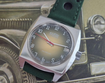 TURISTA - Reloj clásico vintage de alta gama, fabricado en Suiza, con esfera verde - Años 60, sin usar.