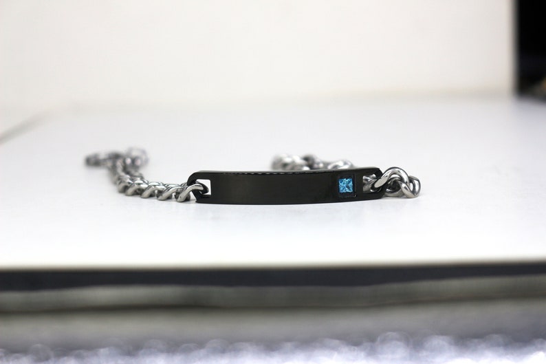 Men\u2019s Chain Bracelet Engraved Bracelet Gift For Dad Personalized Bar Bracelet Birthday Gift Custom For Boyfriend Name Bracelet for Men