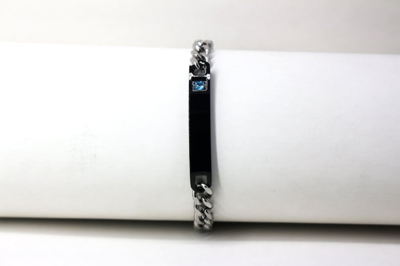 Men\u2019s Chain Bracelet Engraved Bracelet Gift For Dad Personalized Bar Bracelet Birthday Gift Custom For Boyfriend Name Bracelet for Men