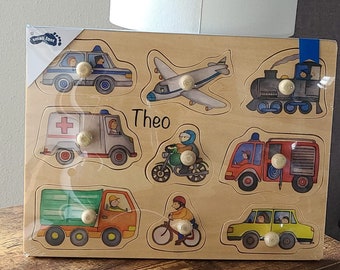 Setzpuzzle FAHRZEUGE --  personalisierbar - Holzspielzeug - spielzeug - Kinder - ab 12 Monaten - Motorik - Greifen -