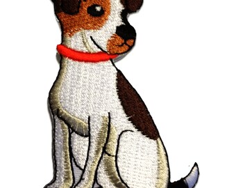 Aufnäher / Bügelbild - Hunde Tier - weiß - 5,5 x 8,0 cm - Applikationen Patches