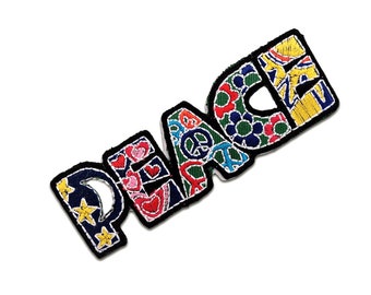 Peace - Frieden - Schriftzug  - Applikation - Bügelbild - 10x3cm - Aufbügeln - Patch - Aufnäher -