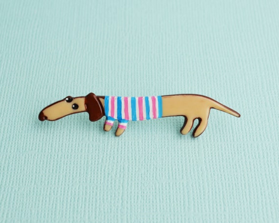 Sausage Dog Pin. Cute Polymer Clay Brooch. Lgbt Friendly Gift | Etsy
