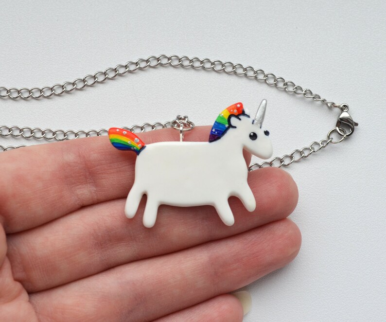 Rainbow unicorn necklace colorful unicorn jewelry. Cute Etsy