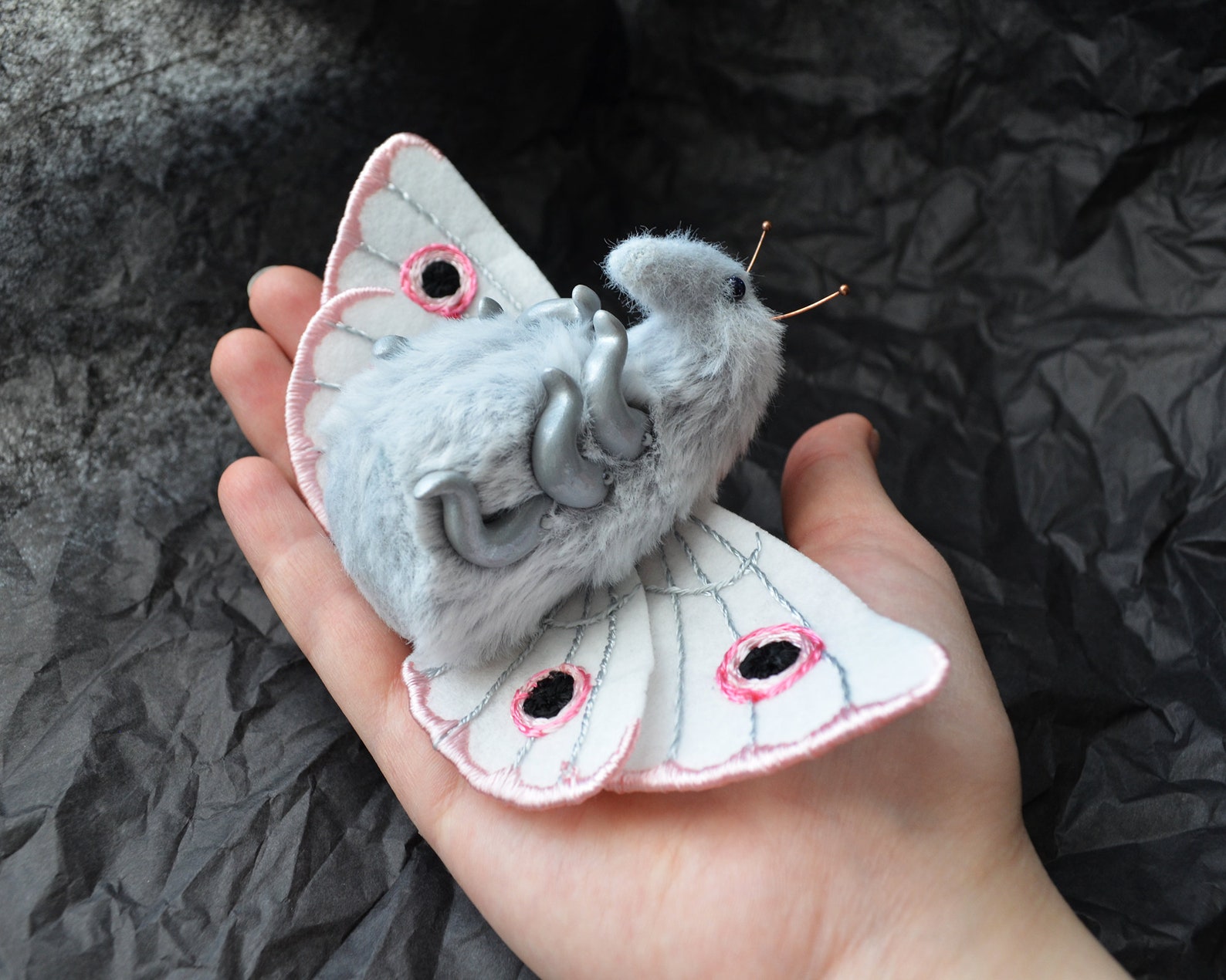 Fluffy Moth Toy. White Textile Butterfly. Strange Creature. Etsy