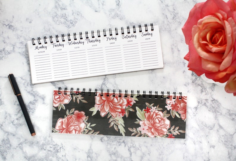 2019 Fl Desk Calendar Rose Gold Weekly Pad Image 0