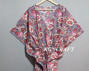 Bridesmaid Kaftan, Kaftan For Her, Cotton Kaftan, Indian Floral Kaftan, Long Caftan For Women, Maxi Dress, Beach Cover Up, Bohemian Dress,
