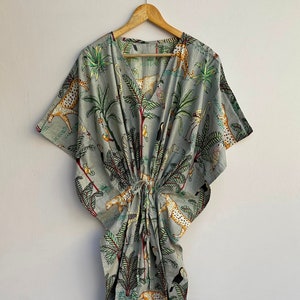Jungle Print Kaftan, Cotton Kaftan Cotton Caftan,Indian Kaftan Dress,Night Wear Kaftan Dress, Light Wear Kaftan For Women !!