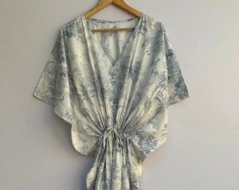 Cotton Kaftan Indian Floral Kaftan Long Caftan Dress For to be Moms Beach Cover up Sleepwear Indian Kaftan Maxi Dress Bikini Cover Up Caftan