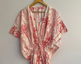 Pure Cotton Fabric Stitch Kaftan, Women Night Wear Dress ,Jungle Print !! Handmade Long Caftan, Indian Cotton Long & Short Kaftan !!