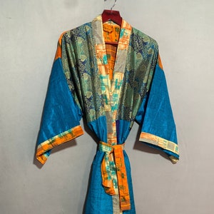 Silk Long Robe, Womens Clothing Dress, Silk Sari Kimono, Pure Silk Robe, Fashion For Women, Indian Kimono Dress, EBAY_36 Sleepwear Long Robe