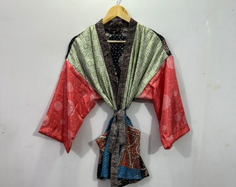 Vintage Kimono Robe , Robe For Her , Light Weight Kimono Robe , Boho Kimono RObe , Gift or Women , SHort Kimono , Indian Short Robe