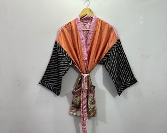 Short Kimono, Kimono,Robe,Light Weight Kimono Robe , Gift For Her, Silk Tunic , Boho Kimono Robe , Vintage Kimono