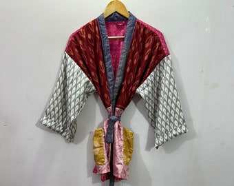 Vintage Kimono Robe , Silk Robe , Women Short Kimono Robe , Indian Handmade Kimono , Boho Kimono  robe , Gift For Women
