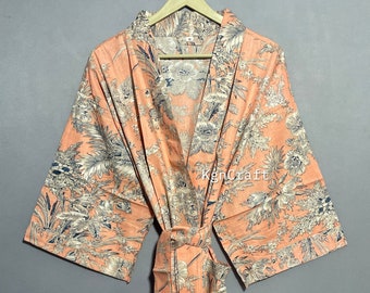 Festival Kleidung, Kimono Kaftan, orientalische Robe, 100% Baumwolle Kimono Roben, reine Baumwolle Kimono, Block Print Baumwolle Kimono,