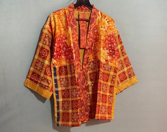 Short Silk Kimono, Indian Silk Robe, Kimono Women, Kimono Dress, Beachwear Kimono, Silk Sari Robe, Wedding Robes, Bridal Robes, Sleepwear