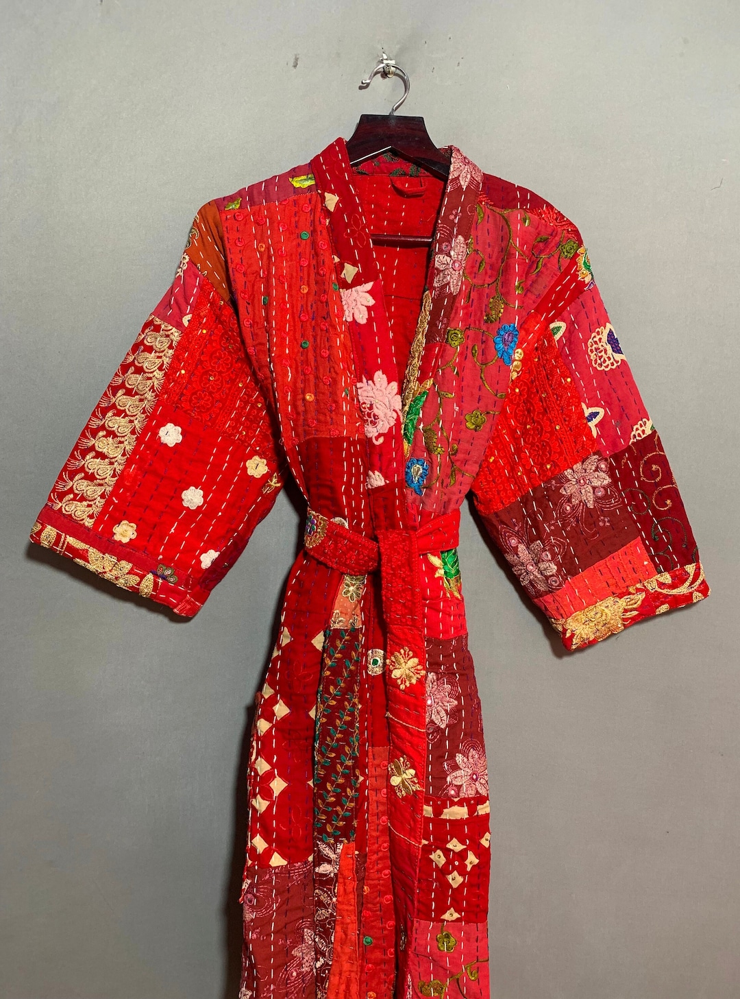 Indian Cotton Handmade Quilted Kimono Patchwork Cotton Etsy