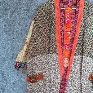 Hand Printed Silk Robe Summer Wear Silk Kimono Free Size Maxi Dress image 5
