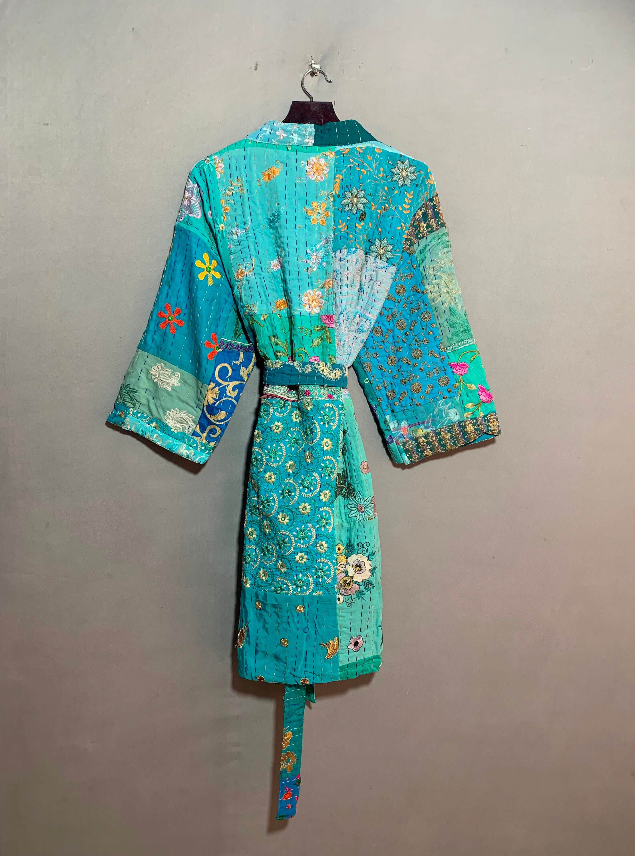 Kantha Robe Handmade Cotton Kantha Robe: Patchwork Kimono, One Size - Etsy