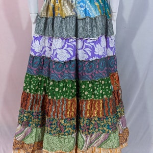 Saia saia multicamadas elástica saia longa estilo funky vestido boho vestido maxi vestido patchwork saia hippie