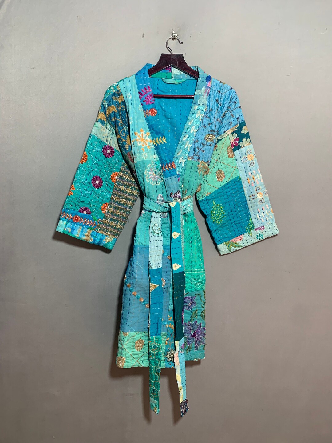 Cotton Coat Kantha Coat Kimono Coat Robe Coat Kantha Etsy