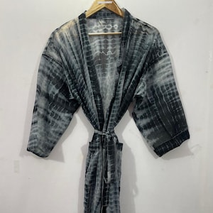 Summer Wear Dress, Silk Tie Dye Robe For Women, Bikini Coverup Robe, Bathrobe, House Wear Robe, Long Gown Robe, Vintage Silk Kimono, T-P_18