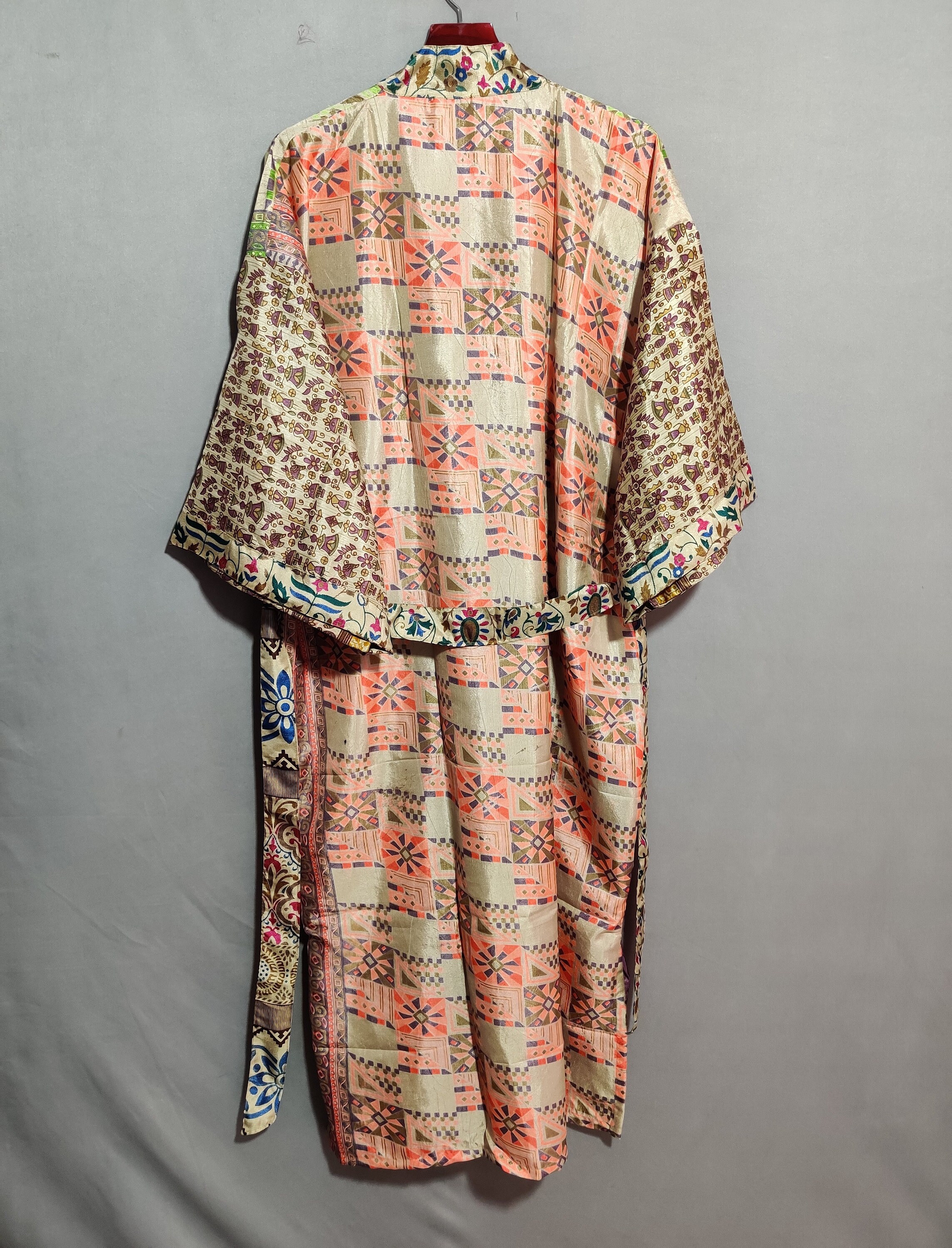 Sari Robe Recycled Silk Blend Sari Robe: Floral Print Kimono - Etsy