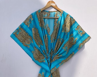 Floral Cotton Kaftan Dress: Indian Boho Maxi Dress