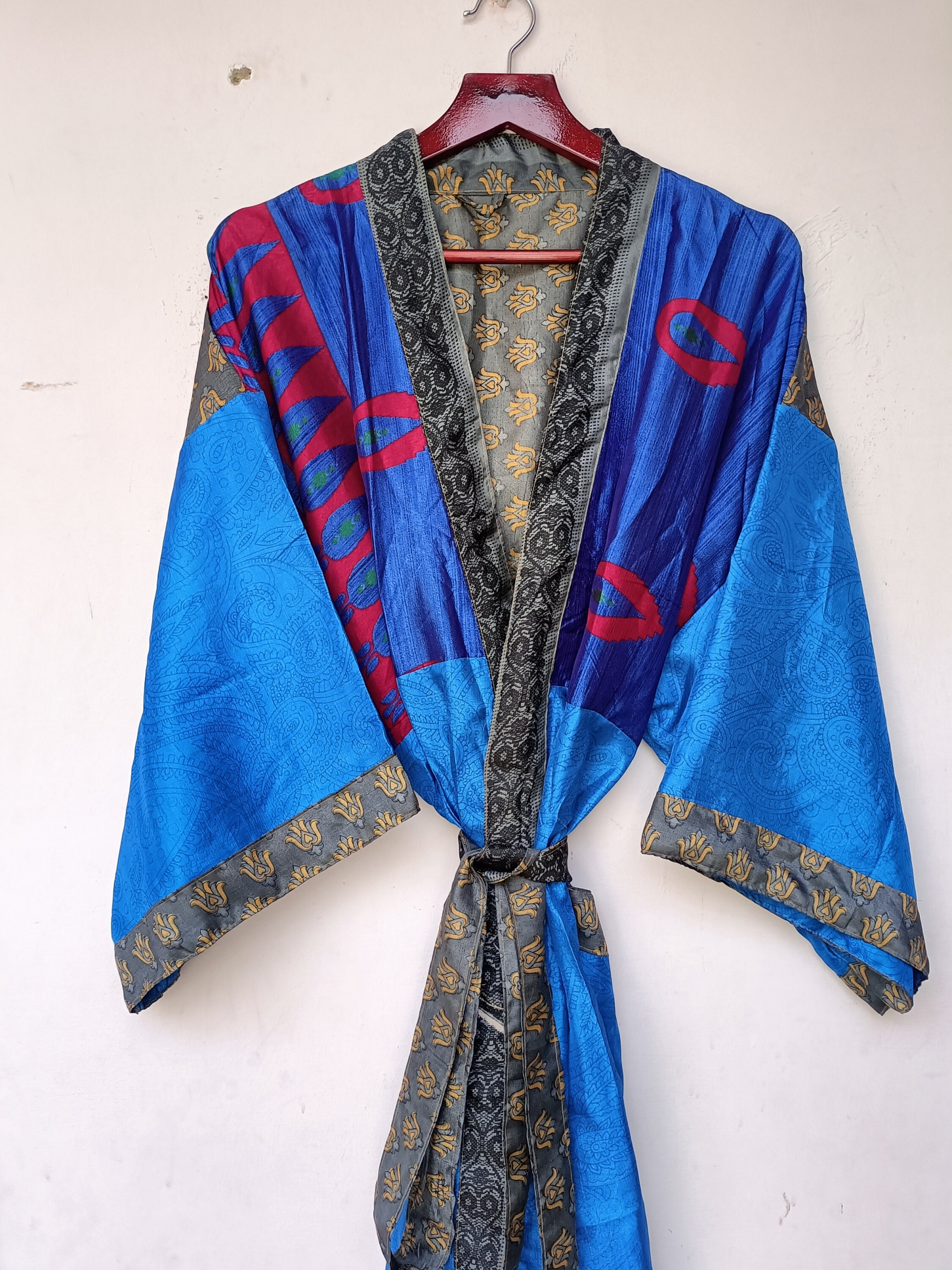 recycled sari silk robe
