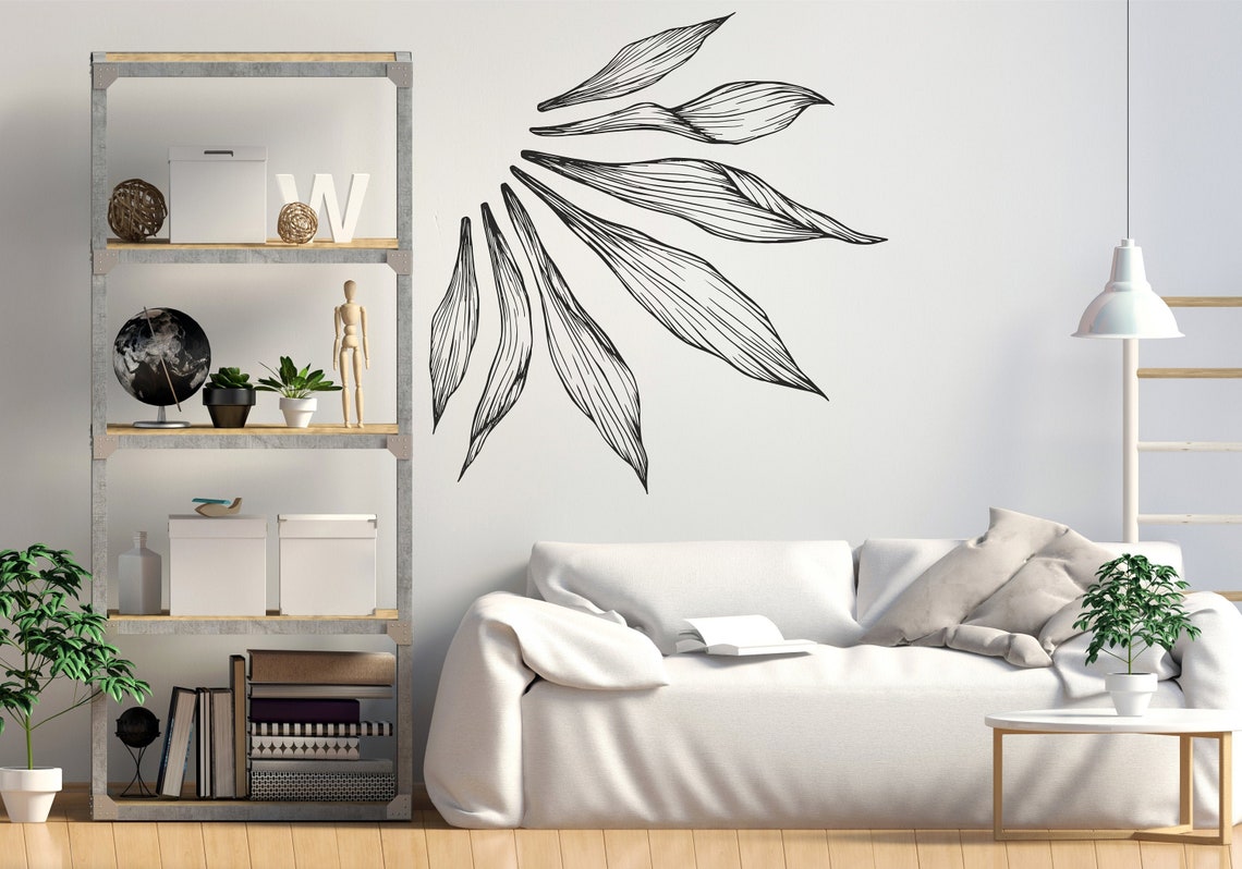 Large Leaf Wall Decal Pack of 7 Leaf Stickers Garden Etsy