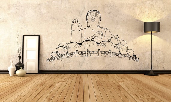 tian tan buddha artistic wall decor hong kong landmark decal | etsy