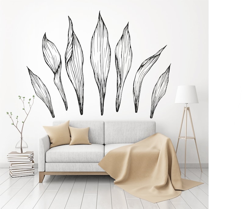 Large Leaf Wall Decal Pack of 7 Leaf Stickers Garden Etsy