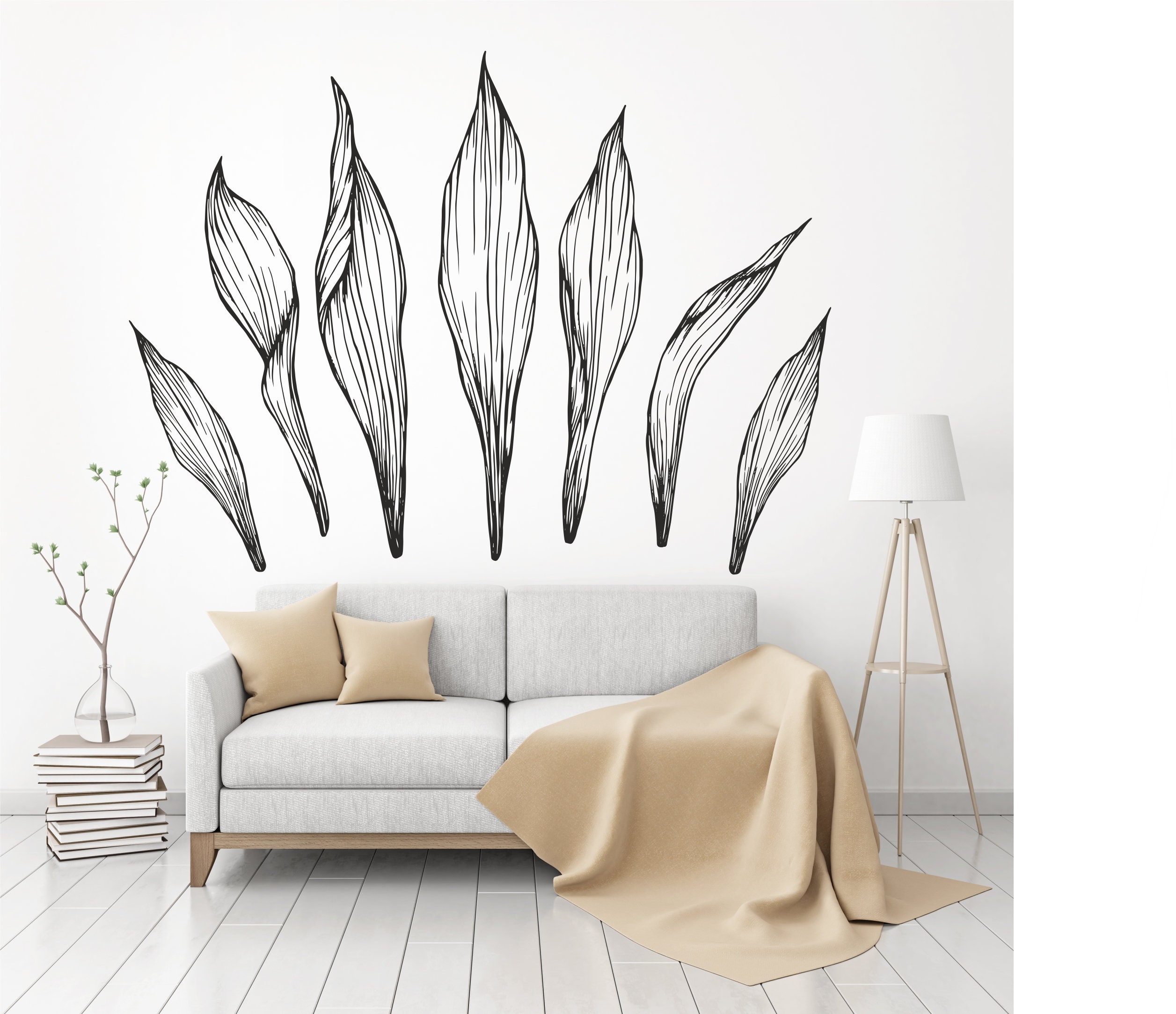 Large Leaf Wall Decal Pack of 7 Leaf Stickers Garden Etsy